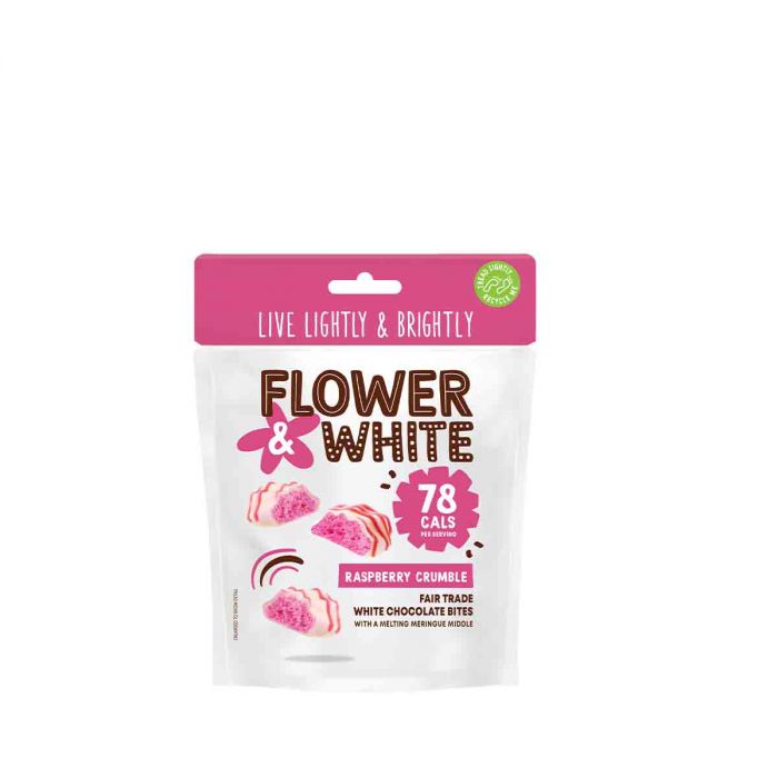 Flower & White - Raspberry Crumble Meringue Bites 75g RRP £2.89 CLEARANCE XL £1.99 or 2 for £3